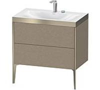 Duravit Meuble sous-vasque XViu XV4710EB111P 80x48cm, 2 coulissants, 2 trous pour robinetterie, champagne mat, Rahmen P, chêne cachemire