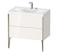 Duravit Meuble sous-vasque XViu XV4710EB122C 80x48cm, 2 coulissants, 2 trous pour robinetterie, champagne mat, Rahmen C, blanc brillant