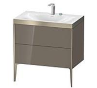 XViu Duravit vasque XV4710EB189P 80x48cm, 2 coulissants, 2 trous pour robinetterie, champagne mat, Cadres P, gris flanelle brillant