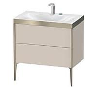 XViu Duravit vasque XV4710EB191P 80x48cm, 2 coulissants, 2 trous pour robinetterie, champagne mat, Cadres P, taupe mat