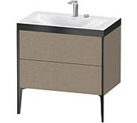 XViu Duravit vasque XV4710EB211P 80x48cm, 2 coulissants, 2 trous pour robinetterie, noir mat, Cadres P, chêne cachemire