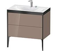 XViu Duravit vasque XV4710EB286P 80x48cm, 2 coulissants, 2 trous pour robinetterie, noir mat, Cadres P, cappucino brillant