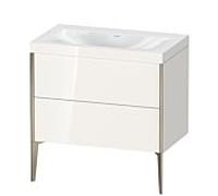 XViu Duravit vasque XV4710NB122C 80x48cm, 2 coulissants, sans trou pour robinet, champagne mat, Cadres C, blanc brillant