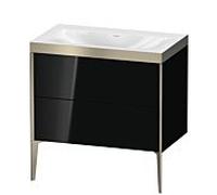 Duravit Meuble sous-vasque XViu XV4710NB140P 80x48cm, 2 coulissants, sans trou pour robinet, champagne mat, Rahmen P, noir brillant