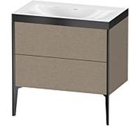 XViu Duravit vasque XV4710NB211P 80x48cm, 2 coulissants, sans trou pour robinet, noir mat, Cadres P, chêne cachemire