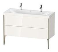 XViu Duravit vasque XV4713OB122C 120x48cm, 2 coulissants, sans trou pour robinet, champagne mat, Cadres C, blanc brillant