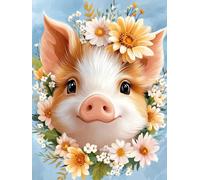 XvvwEndlessx Broderie Point De Croix Imprimé Kit Broderie Debutant Cochon Couvert De Fleurs 2 11CT DIY ŒUvres D'Art Faites à La Main Pour Adultes DéButants 40×50Cm