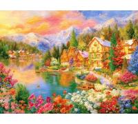 XvvwEndlessx Broderie Point De Croix Imprimé Kit Broderie Debutant Douce LumièRe PrintanièRe 3 11CT DIY ŒUvres D'Art Faites à La Main Pour Adultes DéButants 40×50Cm