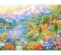 XvvwEndlessx Broderie Point De Croix Imprimé Kit Broderie Debutant Douce LumièRe PrintanièRe 6 11CT DIY ŒUvres D'Art Faites à La Main Pour Adultes DéButants 40×50Cm