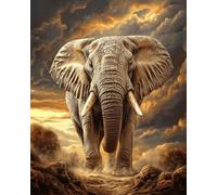 XvvwEndlessx Broderie Point De Croix Imprimé Kit Broderie Debutant éléphant11CT DIY ŒUvres D'Art Faites à La Main Pour Adultes DéButants 40×50Cm