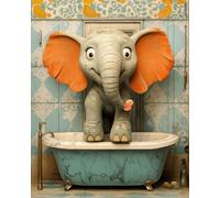 XvvwEndlessx Broderie Point De Croix Imprimé Kit Broderie Debutant éléphant11CT DIY ŒUvres D'Art Faites à La Main Pour Adultes DéButants 40×50Cm