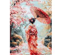 XvvwEndlessx Broderie Point De Croix Imprimé Kit Broderie Debutant Femme en kimono 11CT DIY ŒUvres D'Art Faites à La Main Pour Adultes DéButants 40×50Cm