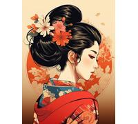 XvvwEndlessx Broderie Point De Croix Imprimé Kit Broderie Debutant Femme en kimono 11CT DIY ŒUvres D'Art Faites à La Main Pour Adultes DéButants 40×50Cm