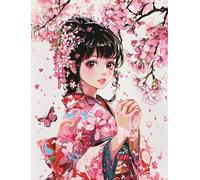 XvvwEndlessx Broderie Point De Croix Imprimé Kit Broderie Debutant Femme en kimono 11CT DIY ŒUvres D'Art Faites à La Main Pour Adultes DéButants 40×50Cm