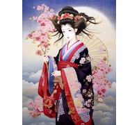 XvvwEndlessx Broderie Point De Croix Imprimé Kit Broderie Debutant Femme en kimono 11CT DIY ŒUvres D'Art Faites à La Main Pour Adultes DéButants 40×50Cm