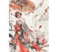 XvvwEndlessx Broderie Point De Croix Imprimé Kit Broderie Debutant Femme en kimono 11CT DIY ŒUvres D'Art Faites à La Main Pour Adultes DéButants 40×50Cm