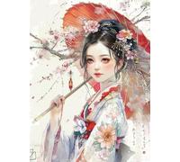XvvwEndlessx Broderie Point De Croix Imprimé Kit Broderie Debutant Femme en kimono 11CT DIY ŒUvres D'Art Faites à La Main Pour Adultes DéButants 40×50Cm