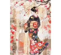 XvvwEndlessx Broderie Point De Croix Imprimé Kit Broderie Debutant Femme en kimono 11CT DIY ŒUvres D'Art Faites à La Main Pour Adultes DéButants 40×50Cm