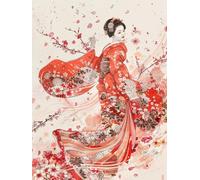 XvvwEndlessx Broderie Point De Croix Imprimé Kit Broderie Debutant Femme en kimono 11CT DIY ŒUvres D'Art Faites à La Main Pour Adultes DéButants 40×50Cm
