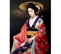 XvvwEndlessx Broderie Point De Croix Imprimé Kit Broderie Debutant Femme en kimono 11CT DIY ŒUvres D'Art Faites à La Main Pour Adultes DéButants 40×50Cm