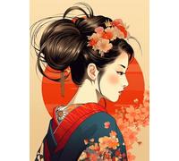 XvvwEndlessx Broderie Point De Croix Imprimé Kit Broderie Debutant Femme en kimono 11CT DIY ŒUvres D'Art Faites à La Main Pour Adultes DéButants 40×50Cm