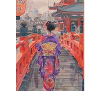 XvvwEndlessx Broderie Point De Croix Imprimé Kit Broderie Debutant Femme en kimono 11CT DIY ŒUvres D'Art Faites à La Main Pour Adultes DéButants 40×50Cm
