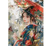 XvvwEndlessx Broderie Point De Croix Imprimé Kit Broderie Debutant Femme en kimono 11CT DIY ŒUvres D'Art Faites à La Main Pour Adultes DéButants 40×50Cm