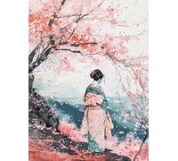 XvvwEndlessx Broderie Point De Croix Imprimé Kit Broderie Debutant Femme en kimono 11CT DIY ŒUvres D'Art Faites à La Main Pour Adultes DéButants 40×50Cm