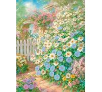 XvvwEndlessx Broderie Point De Croix Imprimé Kit Broderie Debutant Fleurs Qui Fleurissent PrèS De La ClôTure 15 11CT DIY ŒUvres D'Art Faites à La Main Pour Adultes DéButants 40×50Cm