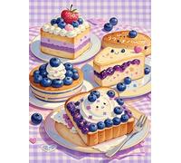 XvvwEndlessx Broderie Point De Croix Imprimé Kit Broderie Debutant GâTeau Aux Myrtilles 11CT DIY ŒUvres D'Art Faites à La Main Pour Adultes DéButants 40×50Cm