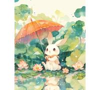 XvvwEndlessx Broderie Point De Croix Imprimé Kit Broderie Debutant Jour De Pluie Du Petit Lapin Blanc 3 11CT DIY ŒUvres D'Art Faites à La Main Pour Adultes DéButants 40×50Cm