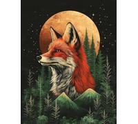 XvvwEndlessx Broderie Point De Croix Imprimé Kit Broderie Debutant La Lune Est Haute, Le Renard Est Seul 11CT DIY ŒUvres D'Art Faites à La Main Pour Adultes DéButants 40×50Cm