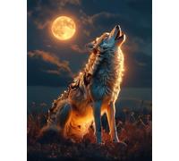 XvvwEndlessx Broderie Point De Croix Imprimé Kit Broderie Debutant Loup 11CT DIY ŒUvres D'Art Faites à La Main Pour Adultes DéButants 40×50Cm