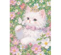 XvvwEndlessx Broderie Point De Croix Imprimé Kit Broderie Debutant Petite Princesse Du Monde Des Chats 4 11CT DIY ŒUvres D'Art Faites à La Main Pour Adultes DéButants 40×50Cm