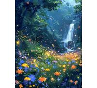 XvvwEndlessx Broderie Point De Croix Imprimé Kit Broderie Debutant Prairie De Fleurs Sauvages ColoréEs Dans La ForêT 1 11CT DIY ŒUvres D'Art Faites à La Main Pour Adultes DéButants 40×50Cm