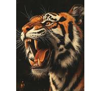 XvvwEndlessx Broderie Point De Croix Imprimé Kit Broderie Debutant Tigre Au Pouvoir Imposant 11CT DIY ŒUvres D'Art Faites à La Main Pour Adultes DéButants 40×50Cm