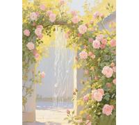 XvvwEndlessx Broderie Point De Croix Imprimé Kit Broderie Debutant Une Cour Pleine De Roses 1 11CT DIY ŒUvres D'Art Faites à La Main Pour Adultes DéButants 40×50Cm