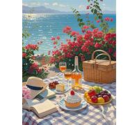 XvvwEndlessx Broderie Point De Croix Imprimé Kit Broderie Debutant Week-End Slow Life à La Plage 1 11CT DIY ŒUvres D'Art Faites à La Main Pour Adultes DéButants 40×50Cm