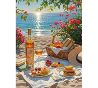 XvvwEndlessx Broderie Point De Croix Imprimé Kit Broderie Debutant Week-End Slow Life à La Plage 3 11CT DIY ŒUvres D'Art Faites à La Main Pour Adultes DéButants 40×50Cm