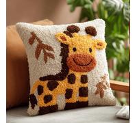 XvvwEndlessx Coussin Au Crochet À Loquet Girafe Kit Crochet De Verrouillage Tapis 43X43Cm,Tapis Point,Set Coussin Diy Pour Enfants Et Adultes,Activité Manuelle