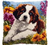 XvvwEndlessx Kit Crochet Debutant Complet Animal Tapis Point Noué À Faire Pour Décoration De Maison,Canapé,43 X 43Cm,Cadeau À Faire Soi-Même