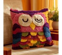 XvvwEndlessx Kit Crochet Debutant Complet Hibou Tapis Point Noué À Faire Pour Décoration De Maison,Canapé,43 X 43Cm,Cadeau À Faire Soi-Même