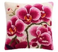 XvvwEndlessx Kit Crochet Debutant Complet Phalaenopsis Tapis Point Noué À Faire Pour Décoration De Maison,Canapé,43 X 43Cm,Cadeau À Faire Soi-Même