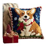 XvvwEndlessx Kit De Crochet À Loquet En Forme De Pour Adultes Débutants-Chien Kit De Coussin Pré-Imprimé En Maille Pour Décoration De Maison,Canapé,43 X 43Cm,Cadeau À Faire Soi-Même