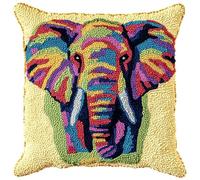 XvvwEndlessx Kit De Crochet À Loquet En Forme De Pour Adultes Débutants-Éléphant Kit De Coussin Pré-Imprimé En Maille Pour Décoration De Maison,Canapé,43 X 43Cm,Cadeau À Faire Soi-Même