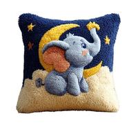 XvvwEndlessx Kit De Crochet À Loquet En Forme De Pour Adultes Débutants-Éléphant Kit De Coussin Pré-Imprimé En Maille Pour Décoration De Maison,Canapé,43 X 43Cm,Cadeau À Faire Soi-Même