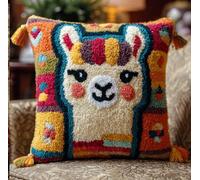 XvvwEndlessx Tapis Point Noué Alpaga Kit Crochet Debutant Complet À Faire Pour Décoration De Maison,Canapé,43 X 43Cm,Cadeau À Faire Soi-Même