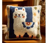 XvvwEndlessx Tapis Point Noué Alpaga Kit Crochet Debutant Complet À Faire Pour Décoration De Maison,Canapé,43 X 43Cm,Cadeau À Faire Soi-Même