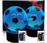 XVZ 3D Veilleuse Enfants, 2 Pièces Football Lampe 3D Illusion Optique 16 couleurs avec télécommande - Cadeaux de football pour garçons filles pour son anniversaire Noël