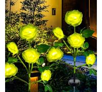 XVZ Lumière Solaire Extérieur Jardin, Lampes LED Rose solaires avec plus grande fleur et large panneau solaire, étanche Deco Jardin Exterieur pour jardin, pelouse, terrasse, chemin (jaune 2 Pièces)